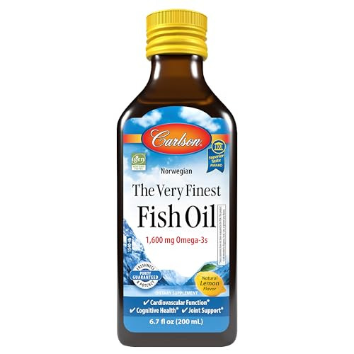 Carlson - The Very Finest Fish Oil, 1600 mg Omega-3s, Liquid Fish Oil Supplement, Norwegian Fish Oil, Wild-Caught, Sustainably Sourced Fish Oil Liqui