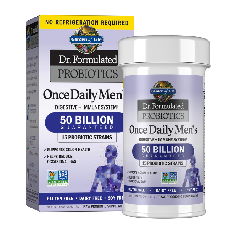Garden of Life Probiotics for Men, Dr Formulated 50 Billion CFU 15 Probiotics for Digestive Health + Organic Prebiotic Fiber, Colon & Immune Support,