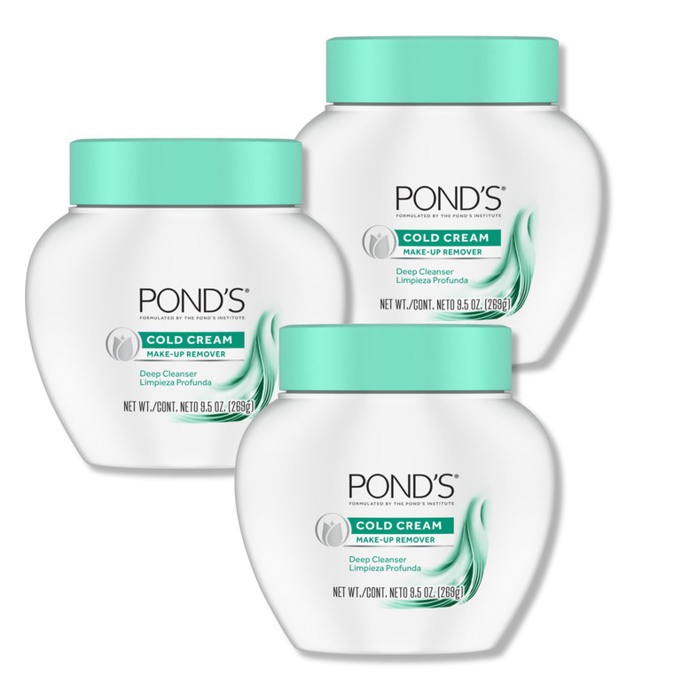 POND'S Cold Face Cream, Skin Care Facial Cleanser for All Skin Types, Deep Moisturizing Face Wash & Makeup Remover, 9.5 oz, 3 Pack