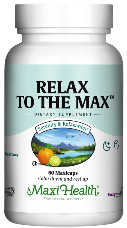 Maxi Health - Relax to The Max Stress Relief Formula (60 Count) Capsules with Vitamin C, Calcium, L-Theanine, L-Taurine & Amino Acids - All Natural C