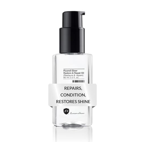 Number 4 Hair Oil, Fluoro5 Elixir Restore & Repair, Anti Frizz Serum for Damaged Hair, 2.0 oz  N4 Hair Care