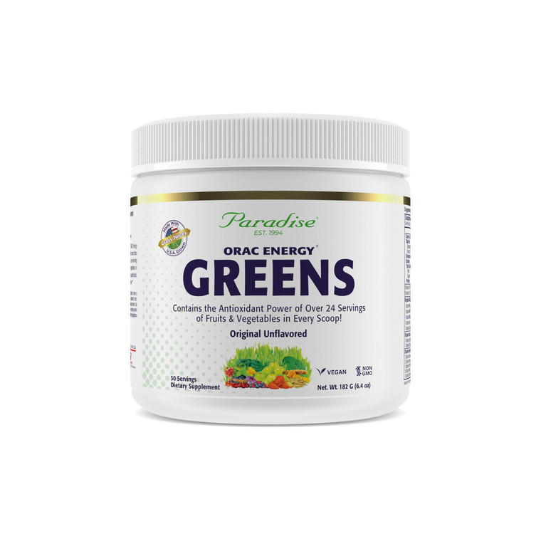 Paradise, ORAC Energy Greens Powder Extract, Super Antioxidants, Probiotics for Gut Health & Digestion, Vitamin C for Immunity, with Spirulina & Chlo