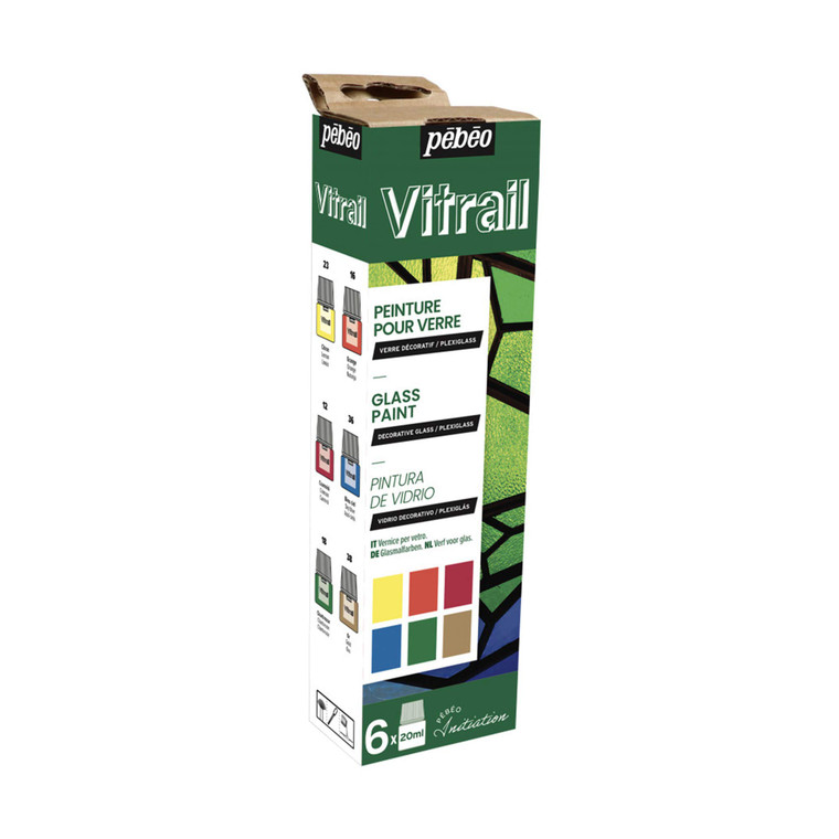 PEBEO Vitrail, Set of 10 Assorted Stained Glass Effect Paints, 45 ml Bottles, 1.52 Fl Oz