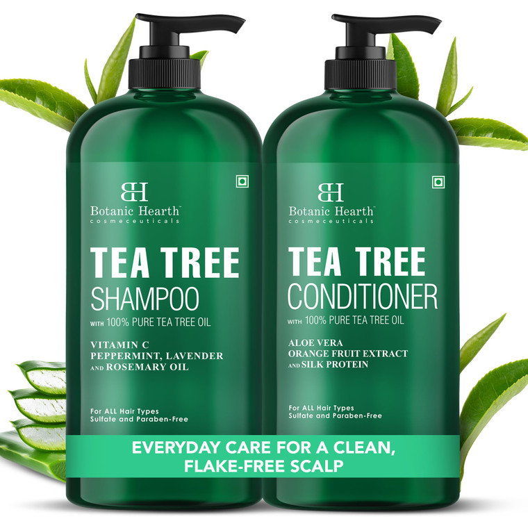Botanic Hearth Tea Tree Shampoo And Conditioner Set | With 100% Pure Tea Tree Oil, For Itchy And Dry Scalp, Sulfate/Paraben Free | For Men And Women