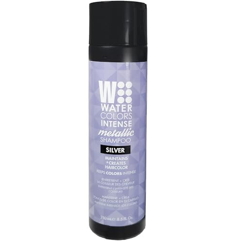 Watercolors INTENSE METALLIC Semi Permanet Color Depositing Shampoo-Sulfate & Paraben Free to Maintain & Enhance Hair Color 8 fl oz - SILVER