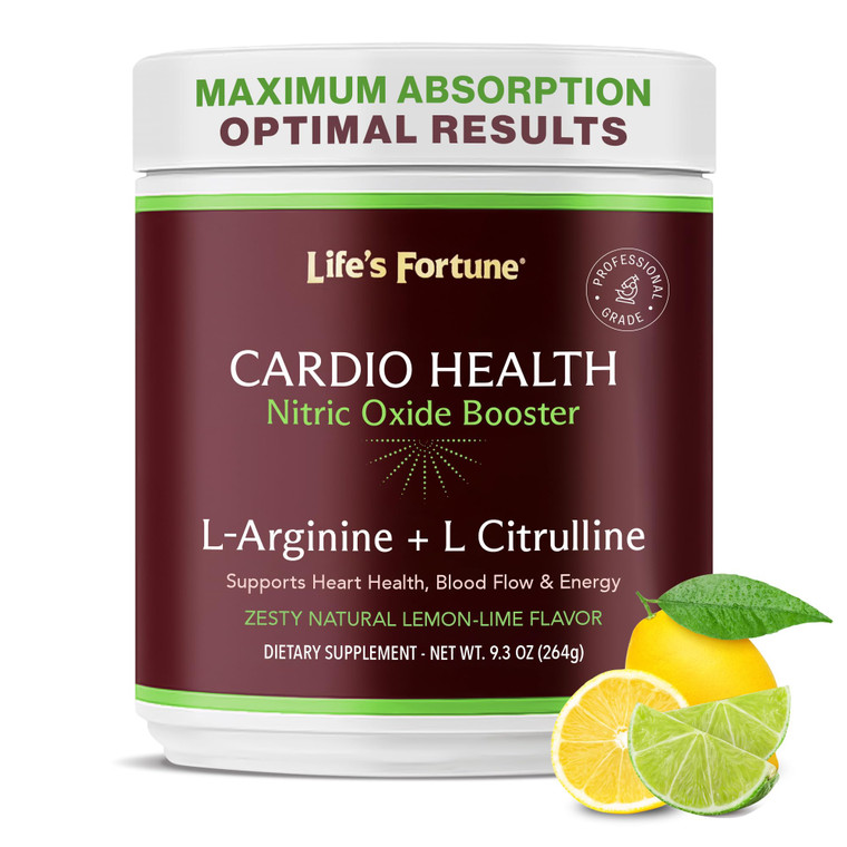 Life's Fortune L Arginine L Citrulline Supplement Powder - High Potency Nitric Oxide Supplement Booster with Natural Lemon Lime Flavor - Cardio Healt