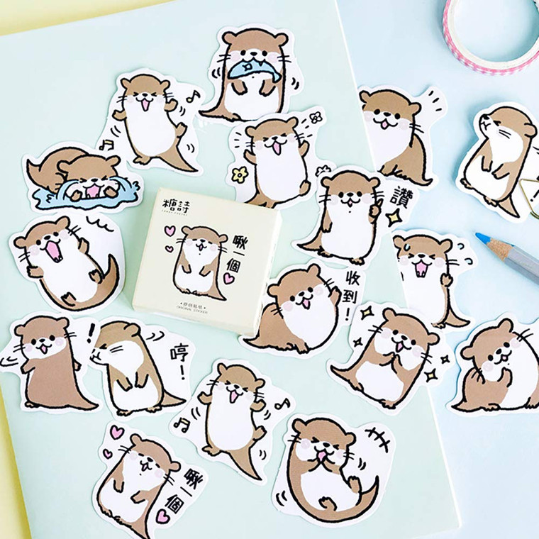 Small Size Laptop Stickers, 45pcs Doraking Boxed DIY Decoration Otters Theme Stickers for Laptop, Planners, Scrapbook