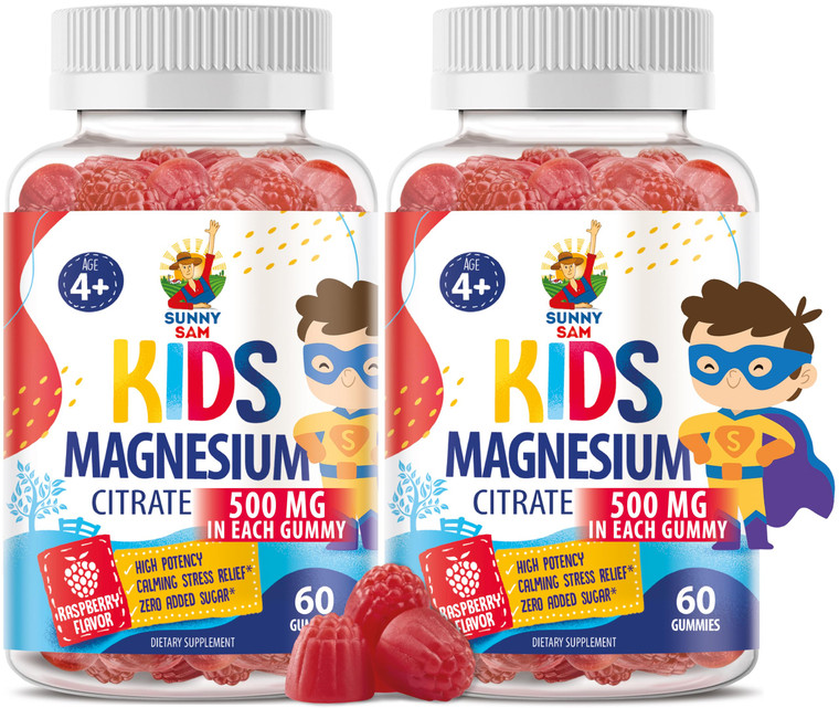 Sugar-Free Magnesium Gummies for Kids & Teens - 500mg Calm Magnesium Citrate Gummies - Kids Magnesium Gummy - Chewable Magnesium Gummy Supplement for