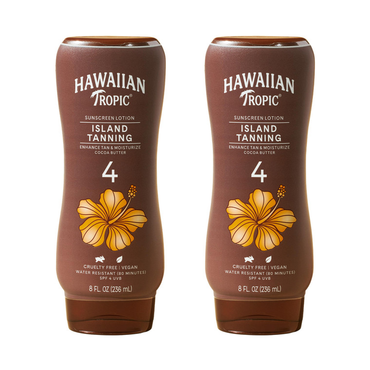 Hawaiian Tropic Island Tanning Lotion, SPF 4, Twin Pack