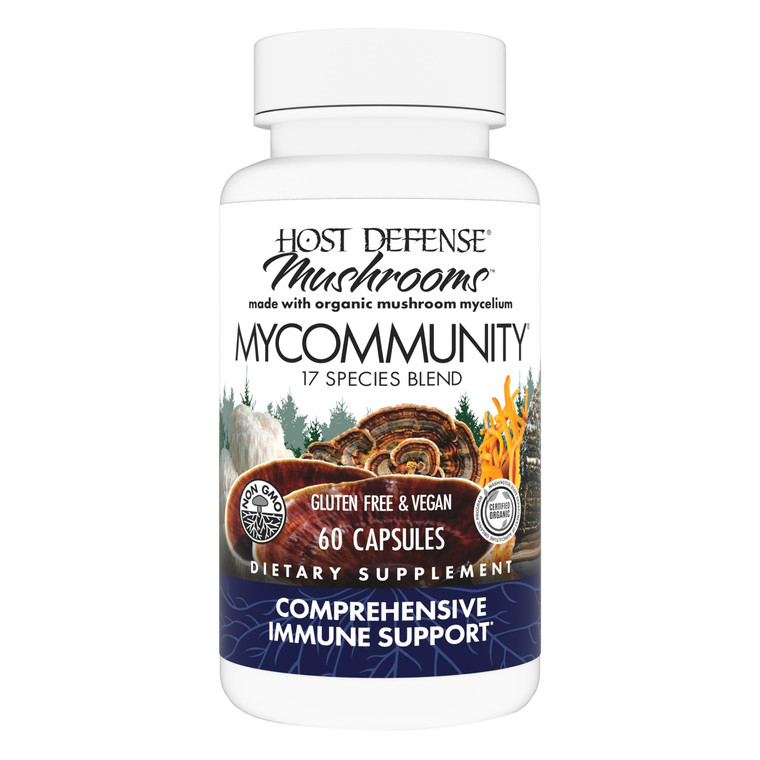 Host Defense MyCommunity Capsules - 17 Species Blend Mushroom Supplement for Immune Support - Herbal Aid with Lion's Mane, Reishi. Chaga, Cordyceps,