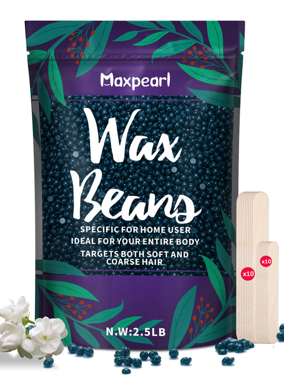 Maxpearl Wax Beads for Hair Removal, 2.5lb Hard Wax Beans Refill Bag for Brazilian Bikini, Face, Eyebrows, Underarms, Arms, Chest, Back, Legs, Coarse