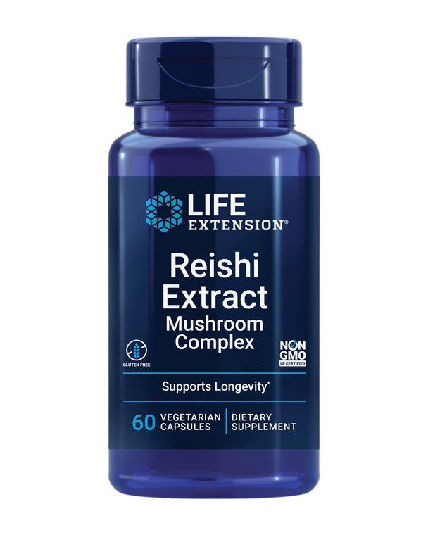 Life Extension Reishi Extract Mushroom Complex - Mushrooms Herbal Supplement for Immune Support  Ganoderma Lucidum Extract - Gluten-Free, Non-GMO, V