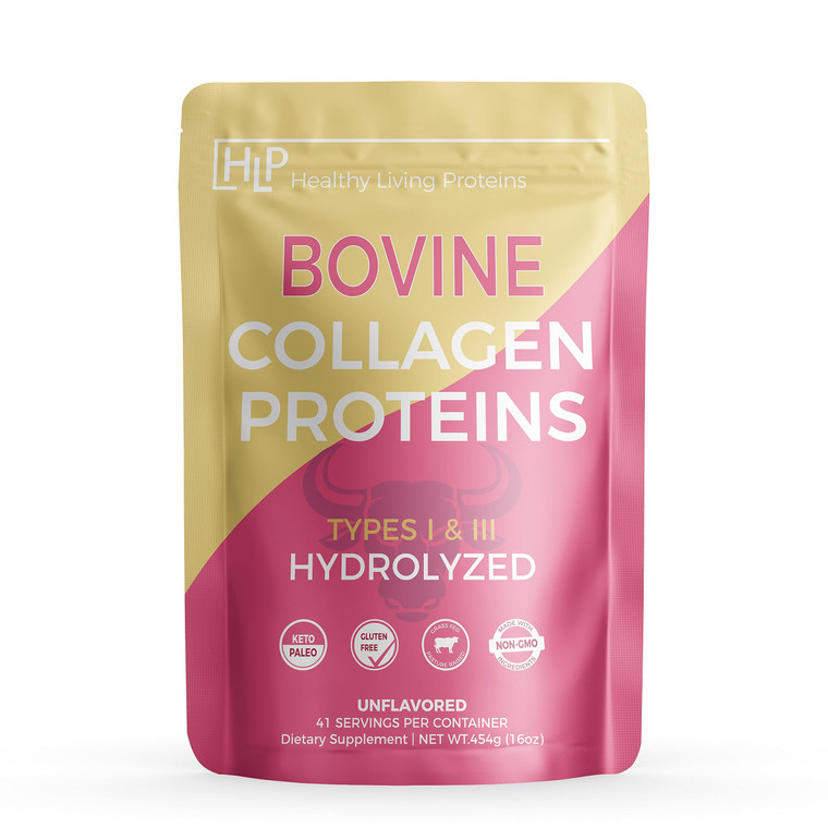 Healthy Living Proteins - Hydrolyzed Bovine - Protein Collagen Type 1 & 3 Unflavored -Collagen Powder - Grass Fed, Pastured Rasied - Bovine Peptides