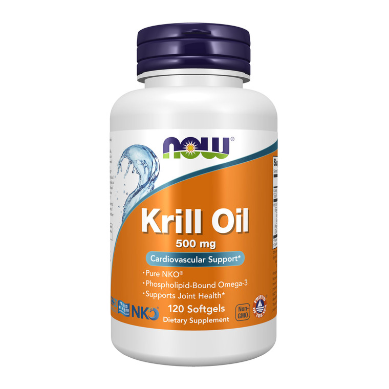 NOW Supplements, Krill Oil 500 mg, Phospholipid-Bound Omega-3, Cardiovascular Support*, 120 Softgels