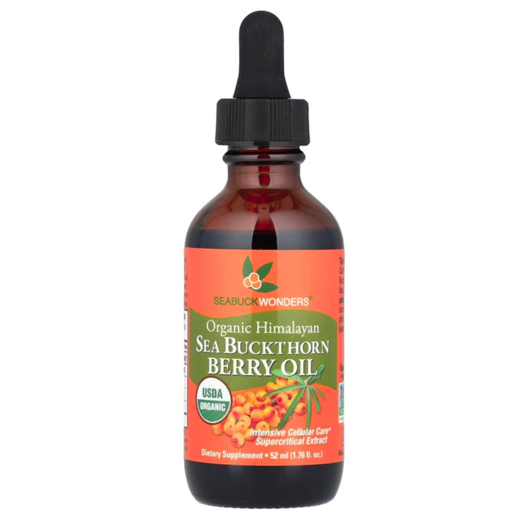 SeabuckWonders Organic Sea Buckthorn Berry Oil, 1.76 Fl Oz, 52 Servings, with Omega 3,6,7,9, Used Topically & Orally, Supports Hair, Skin & Nail Heal