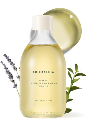 AROMATICA Serene Body Oil Lavender & Marjoram Essential Oil, Aromatherapy Oil, Scented Body Oil, After Shower Natural Oil for Women, Non-Greasy Body