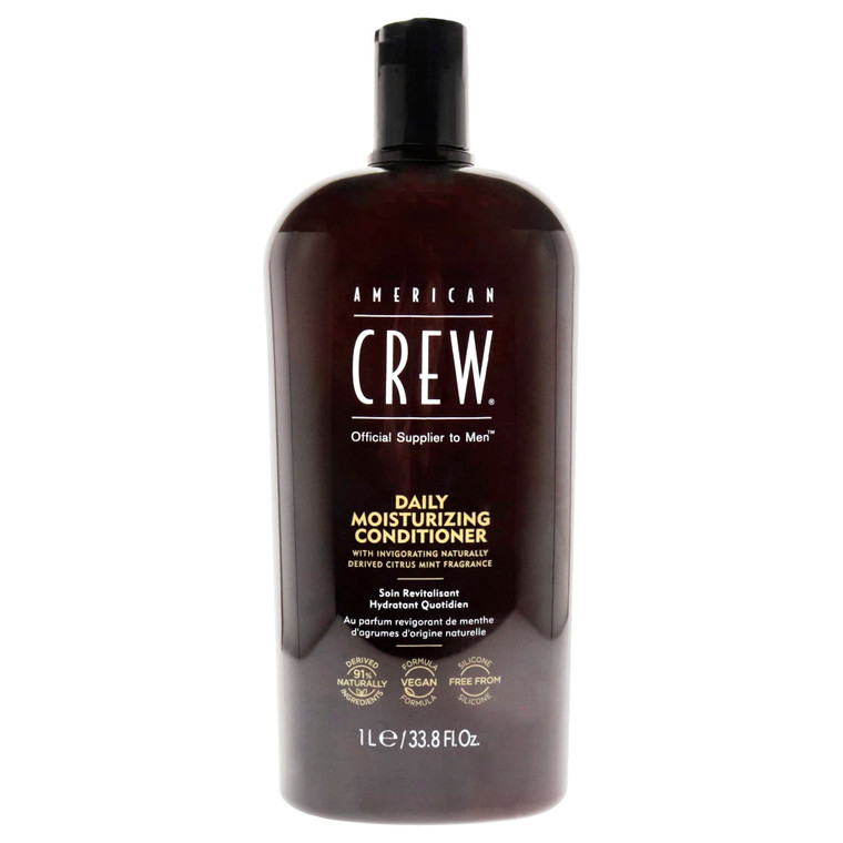 American Crew Men's Daily Moisturizing Conditioner for Soft, Manageable Hair, Naturally Derived, Vegan Formula, Citrus Mint, 33.8 Oz