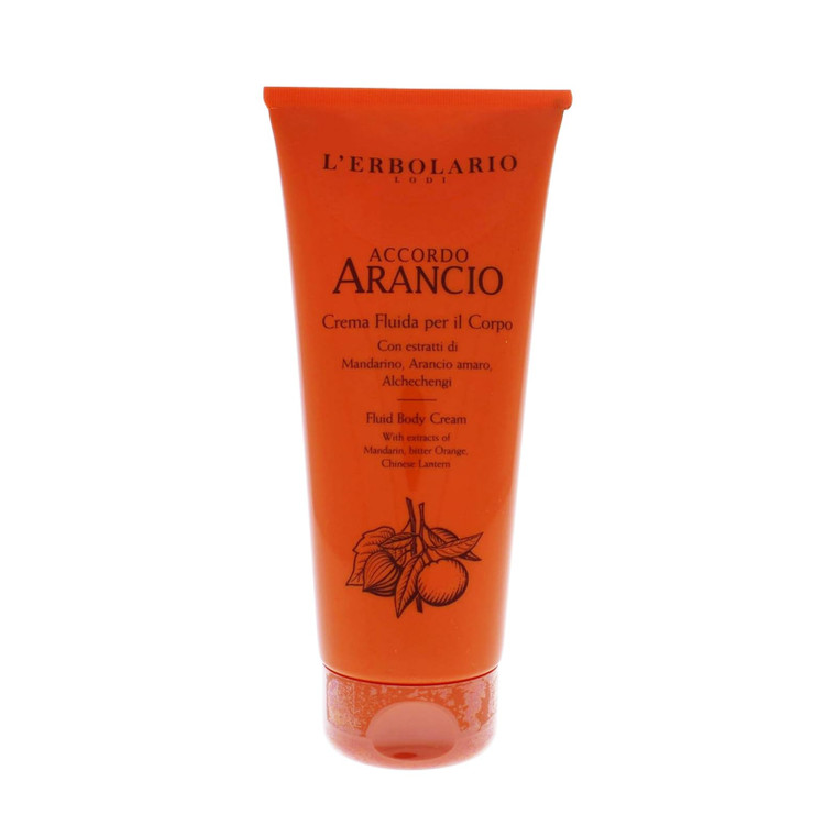 L'Erbolario Fluid Body Cream - Hydrating Body Butter for Dry Skin with Sunflower Oil - Skin Care for Elasticity, Firmness - Accordo Arancio - 6.7 oz