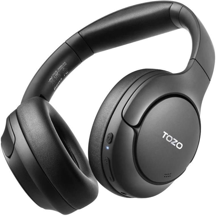 TOZO Hybrid Active Noise Cancelling Headphones, Wireless Over Ear Bluetooth Headset, 60H Playtime, Hi-Res Audio Custom EQ via App Deep Bass Comfort F