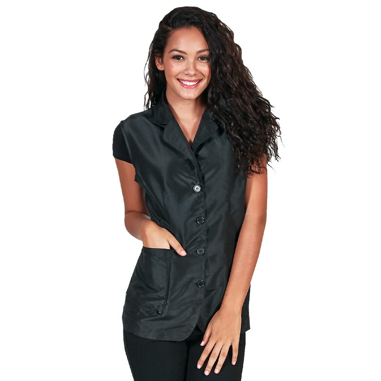Betty Dain Kool Breeze Mesh Back Salon Stylist Vest, Unique Stretch Mesh Back For Breathability, Pockets with Zippered Bottoms, Button Closure, Light