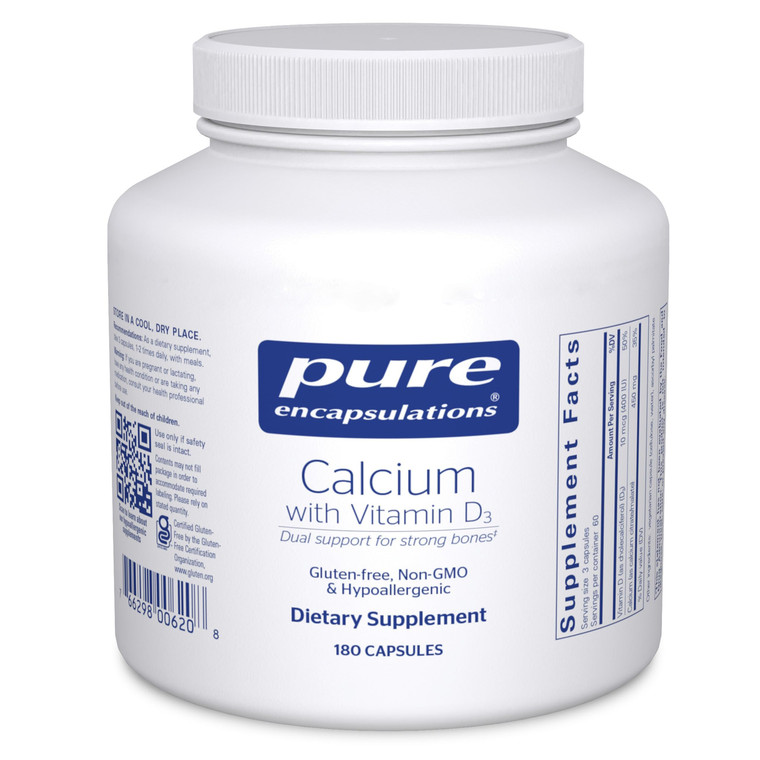 Pure Encapsulations Calcium with Vitamin D3 | Dietary Supplement to Support Bone, Colon, and Cardiovascular Health* | 180 Capsules