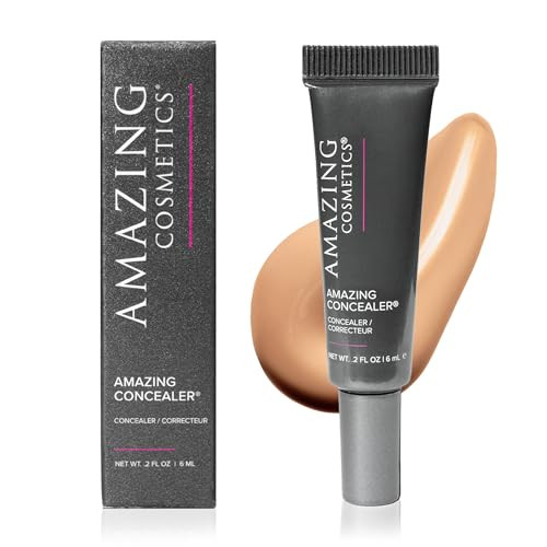 Amazing Cosmetics Amazing Concealer, full coverage long wear concealer makeup for undereye dark circles, acne, blemishes and spots, color correcting