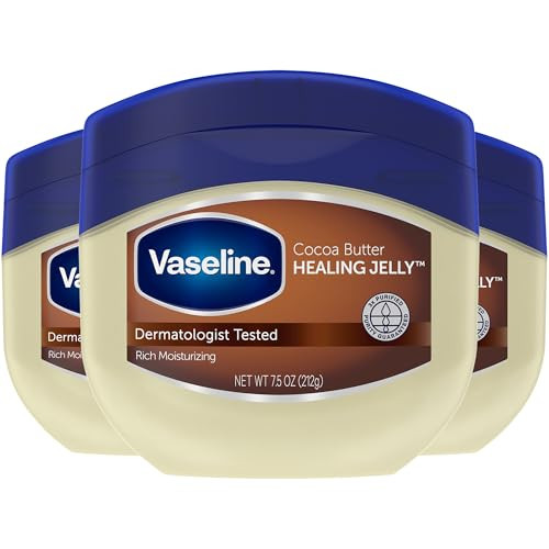 Vaseline Cocoa Butter Healing Jelly Travel-Size 12-Pack  Rich Moisturizing Ointment, Skin Protectant for Soothing Cracked, Dry Skin, 1.75 Oz Ea