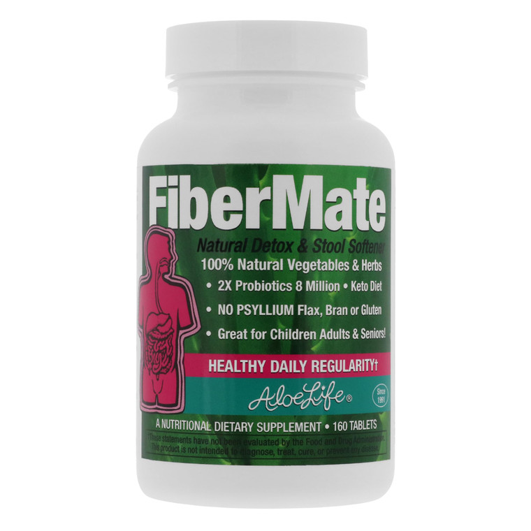 Aloe Life - FiberMate Tablets, Body Detox & Stool Softener, Vegetables & Herbs, Gentle Irregularity Relief, Safe Digestive Support, No Psyllium or Br