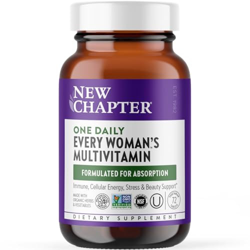 New Chapter Womens Multivitamin, Iron, B6, B12, Biotin for Hair Growth, D3, Vit C, Zinc for Immune & Stress Support, Gentle on an Empty Stomach, One