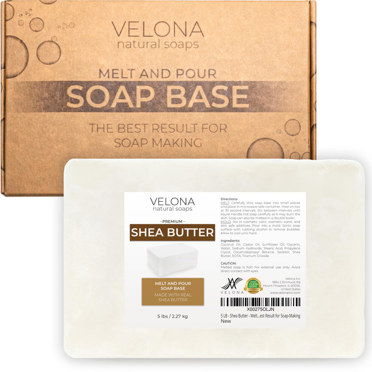 velona 5 LB - Shea Butter - Melt and Pour Soap Base SLS/SLES free | Natural Bars for The Best Result for Soap-Making
