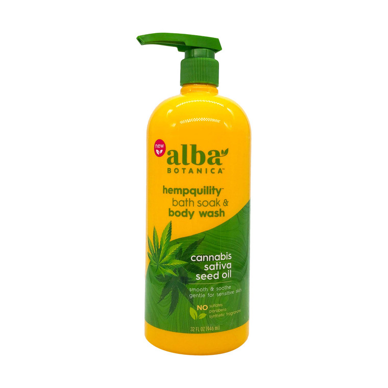 Alba Botanica Hempquility Bath Soak & Body Wash, Cannabis Sativa Seed Oil, 32 Oz