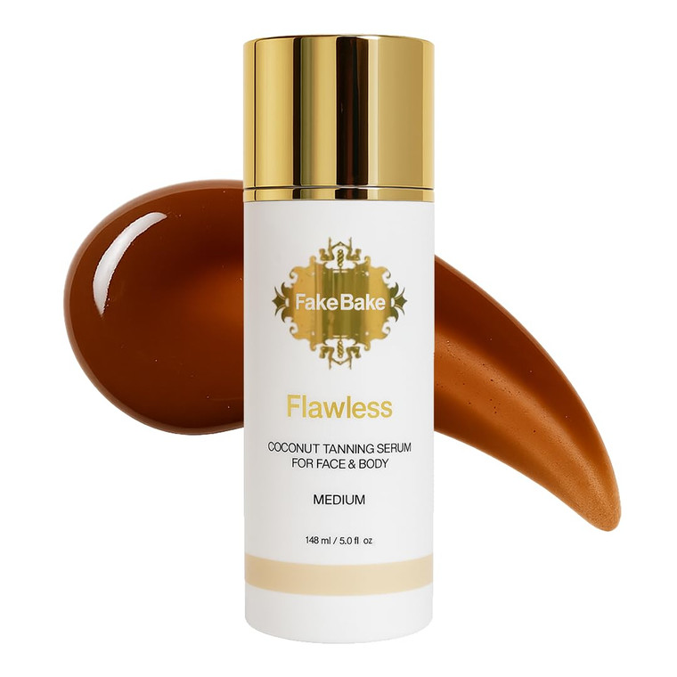 Fake Bake Flawless Coconut Sunless Tanning Serum with Hyaluronic Acid Lightweight Illuminating Face & Body Gradual Self Tanner - Hydrating & Rejuvena