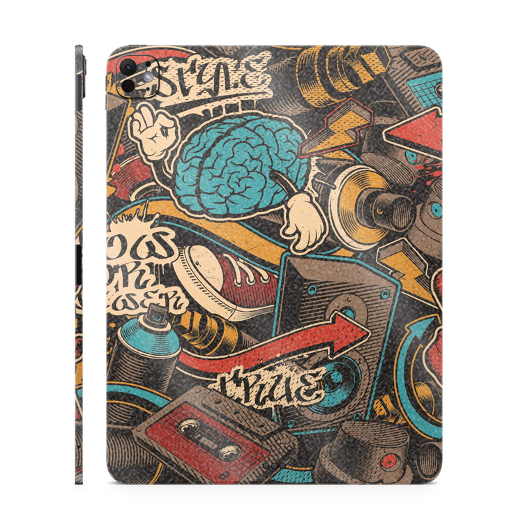 Glossy Glitter Skin Compatible with Apple iPad Pro 11 (M4) 2024 - Orange Hip Hop - Premium 3M Vinyl Protective Decal Cover - Easy to Apply | Crafted