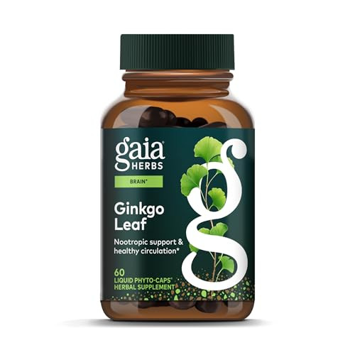 Gaia Herbs Ginkgo Leaf - Traditionally Used to Support Healthy Circulation & Brain Function* - Herbal Supplement - 60 Vegan Liquid Phyto-Caps (30 Ser