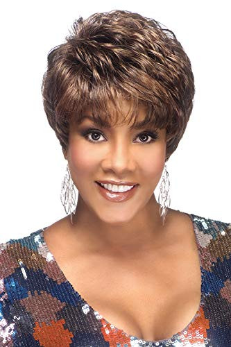 Vivica A. Fox AMY-V, Heat Resistant Fiber, Pure Comfort Cap, Layered Short Pixie Style with Tapered Back, Full Wig (FS4/27)