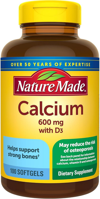 Nature Made Calcium 600 mg With Vitamin D Liquid Softgels 100 ea (Pack of 2)