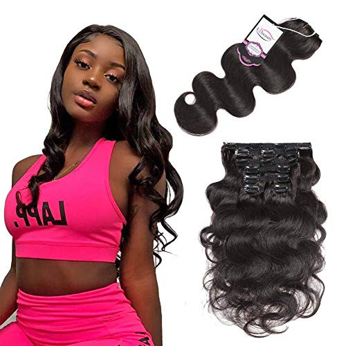 Wavy Clip in Hair Extensions Real Human Hair Urbeauty Hair Clip Ins for Black Women Human Hair Seamless Remy Body Wave Black Clip In Hair Extensions