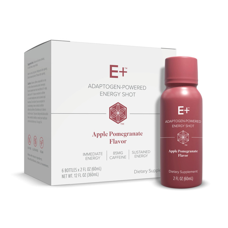 Isagenix E+ - Liquid Energy Shot with Plant-Based Caffeine & Adaptogenic Botanical Blend - Support Endurance with Flavored Energy Shot - Apple Pomegr