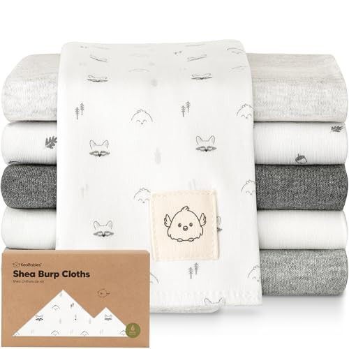 Organic Burp Cloths Baby Boy, Girl - 6-Pack Large 100% Cotton Burping Cloths for Babies, Spit Up Rags, Super Absorbent, Ultra Soft Newborn Rag, Gende