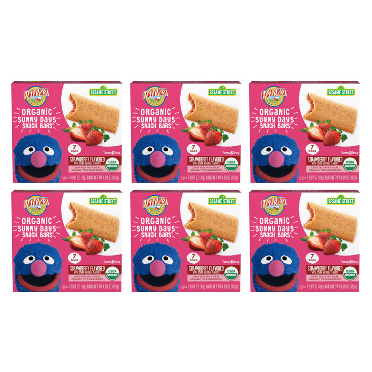 Earth's Best Organic Sunny Days Snack Bars for Toddlers 2 Years Old and Up, Strawberry Flavored with Other Natural Flavors, 7 ct