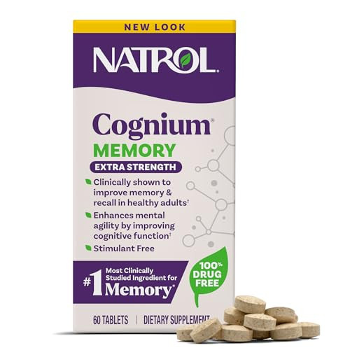 Natrol Cognium Memory Extra Strength, Brain Health Supplements for Adults, Brain Memory Supplements, Enhances Mental Agility in Healthy Adults, 60 Ta