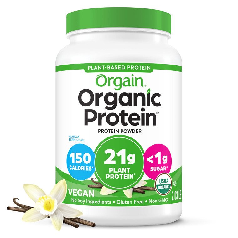 Orgain Organic Vegan Protein Powder, Vanilla Bean - 21g Plant Protein, 6g Prebiotic Fiber, No Lactose Ingredients, No Added Sugar, Non-GMO, For Shake