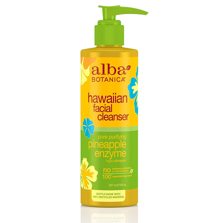 Alba Botanica Pore Purifying Pineapple Enzyme Hawaiian Facial Cleanser, 8 oz. (Pack of 2)