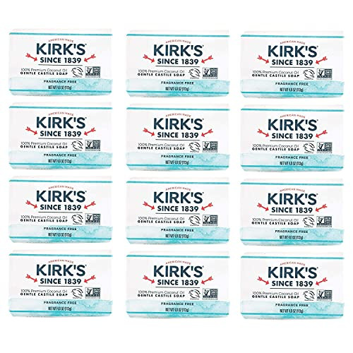 Castile Bar Soap by Kirkâs | Clean Soap for Men, Women & Children | Premium Coconut Oil | Sensitive Skin Formula, Vegan | Fragrance-Free/Unscented