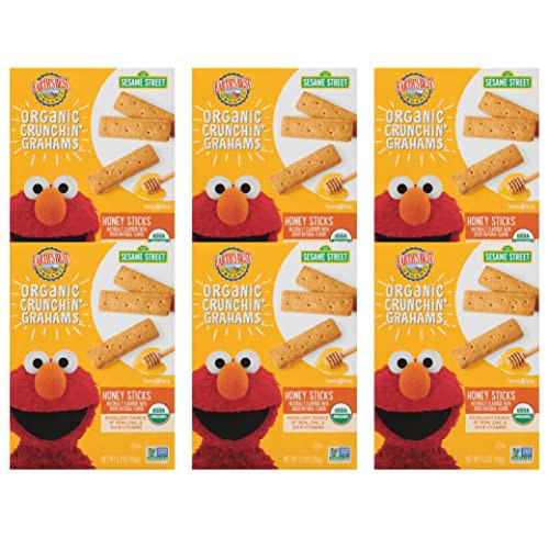 Earth's Best Organic Kids Snacks, Sesame Street Toddler Snacks, Organic Crunchin' Grahams for Toddlers 2 Years and Older, Honey Sticks with other Nat