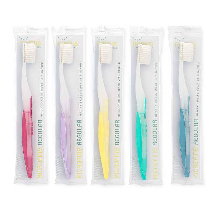 NIMBUS Extra Soft Toothbrushes (Regular Head) Periodontist Design Tapered Bristles for Sensitive Teeth and Receding Gums, Individually Wrapped Plaque