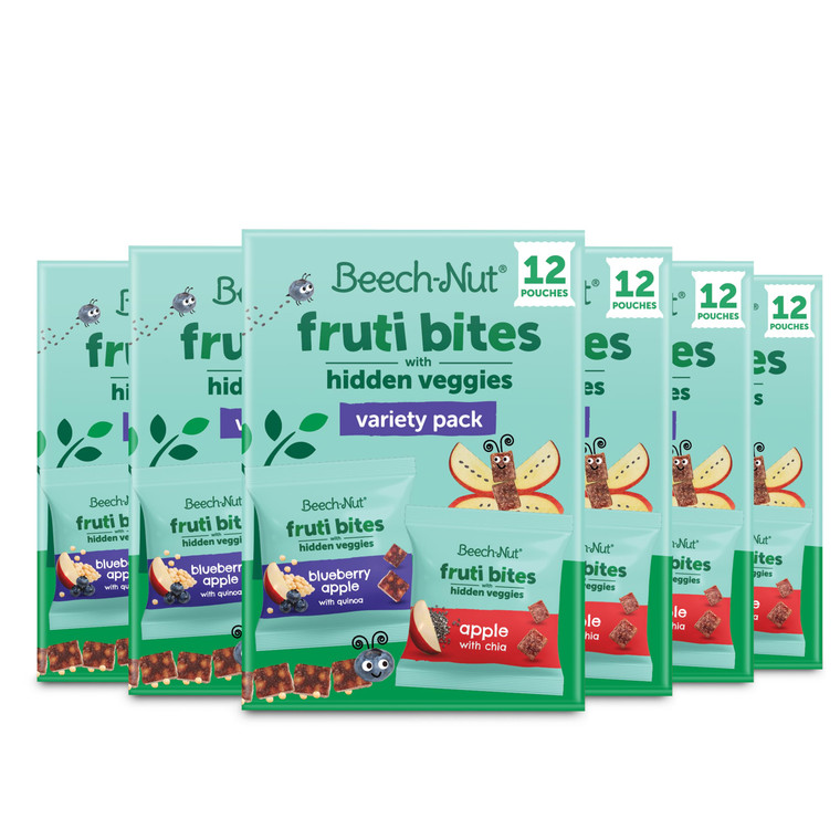 Beech-Nut Toddler Snacks Fruti Bites with Hidden Veggies Quinoa & Chia, Fruit Snack Variety Pack for Babies and Toddlers, 6 Boxes (72 Individually Wr