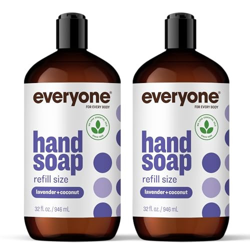 Everyone Liquid Hand Soap, 32 Ounce (Pack of 2), Lavender and Coconut, Plant-Based Cleanser with Pure Essential Oils