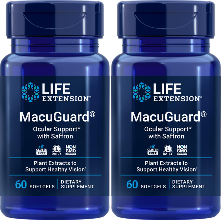 Life Extension MacuGuard Ocular Support with Saffron, 60 softgels (Pack of 2)