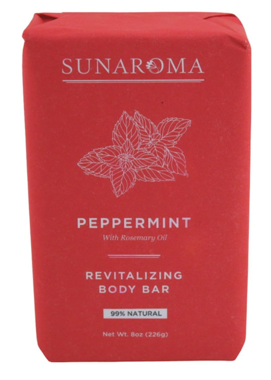 Sunaroma Bar Pepper Mint Oil Soap 8 Ounce (236ml) (6 Pack)